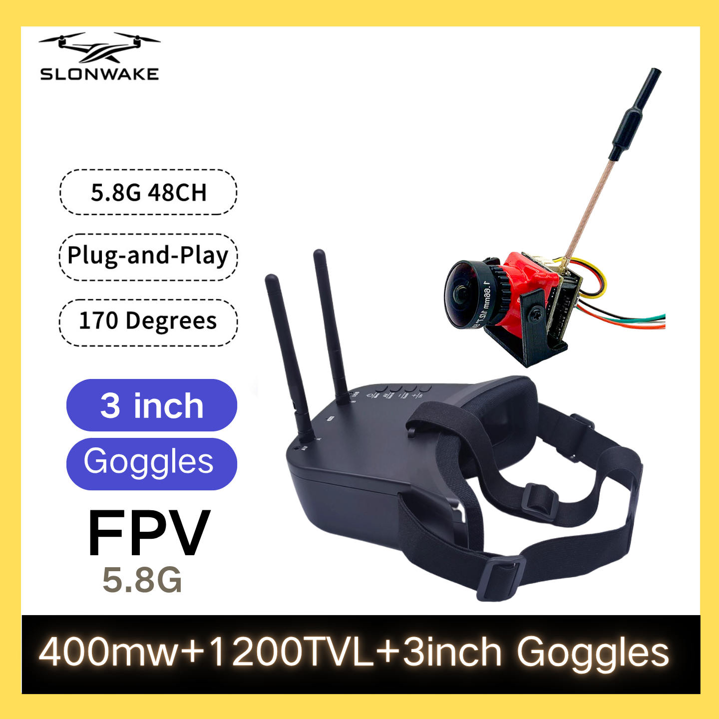Drone Racing Receiver - SLONWAKE 5.8G 48CH FPV 400mw VTX