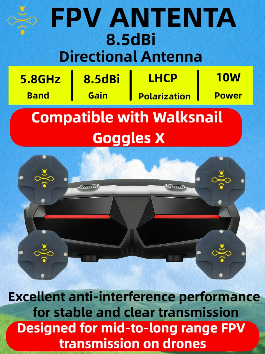 8.5dBi High Gain LHCP 5.8GHz D - Drone Racing Goggles avis et prix