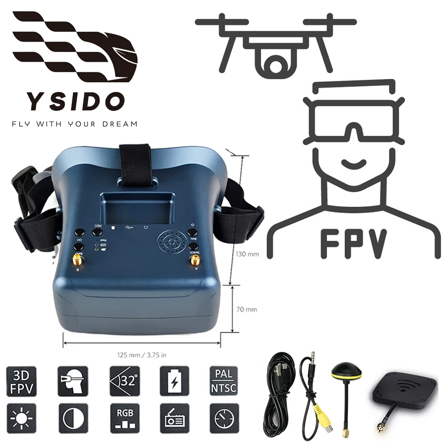 FPV Goggles 008D 5.8G 40CH 4.3 - Drone Racing Goggles avis et prix